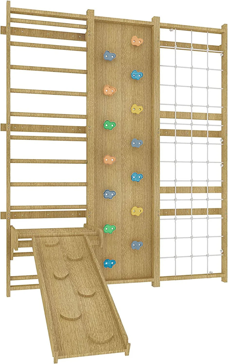 Three Little Tots Walnut Swedish Ladder Jungle Gym - 95 Height - Wall Mounted, fourth additional photo