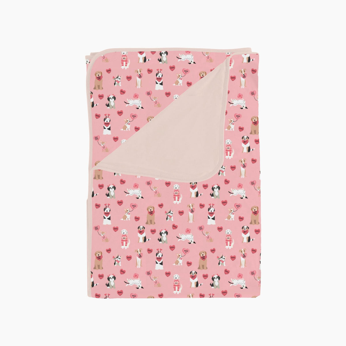 Three Little Tots Pups and Kisses Dream Luxe Blanket - Pink