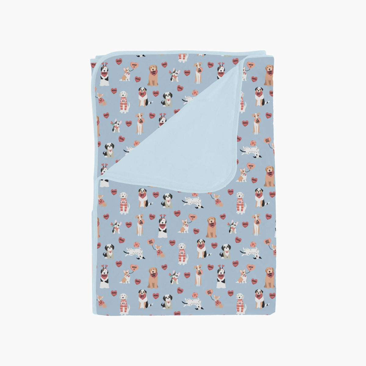 Three Little Tots Pups and Kisses Dream Luxe Blanket - Blue