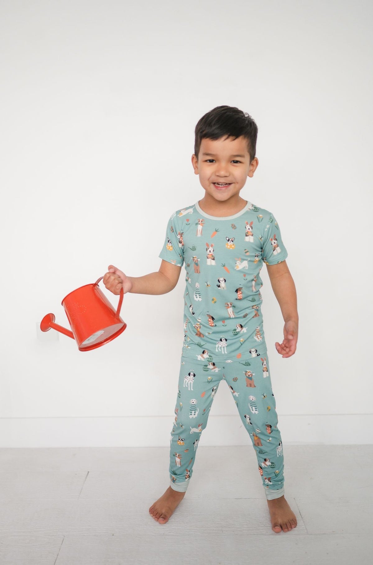 Three Little Tots Puppy Egg Hunt Short Sleeve PJ - Aquamarine