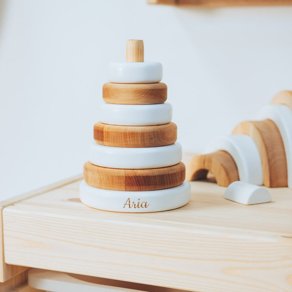 Wood & White Ring Stacker