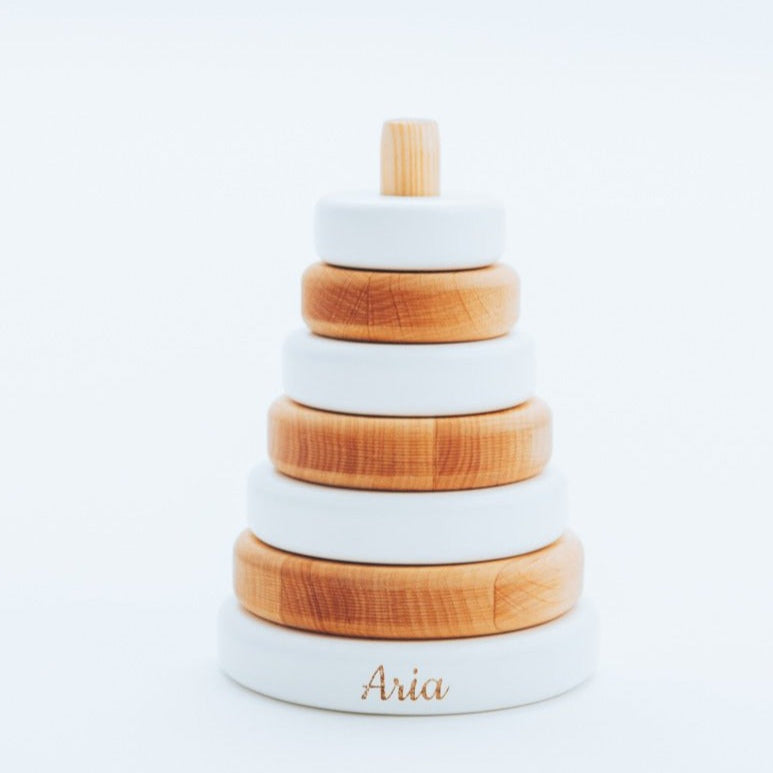 Wood & White Ring Stacker