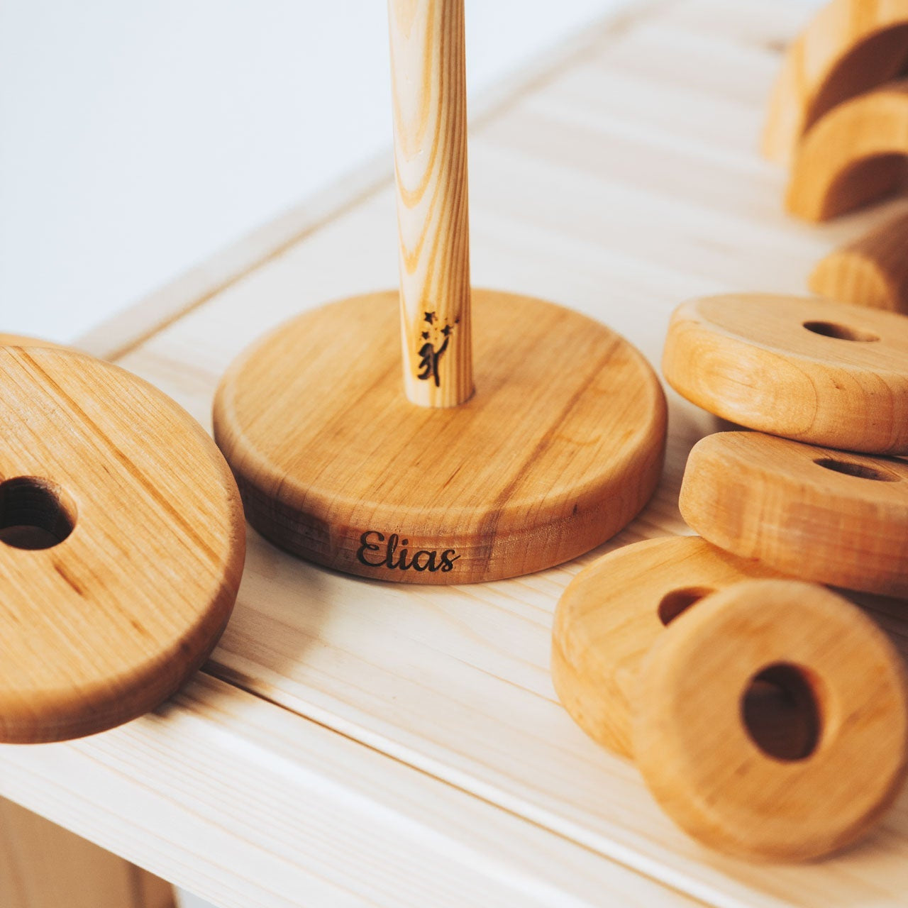 Natural Wood Ring Stacker