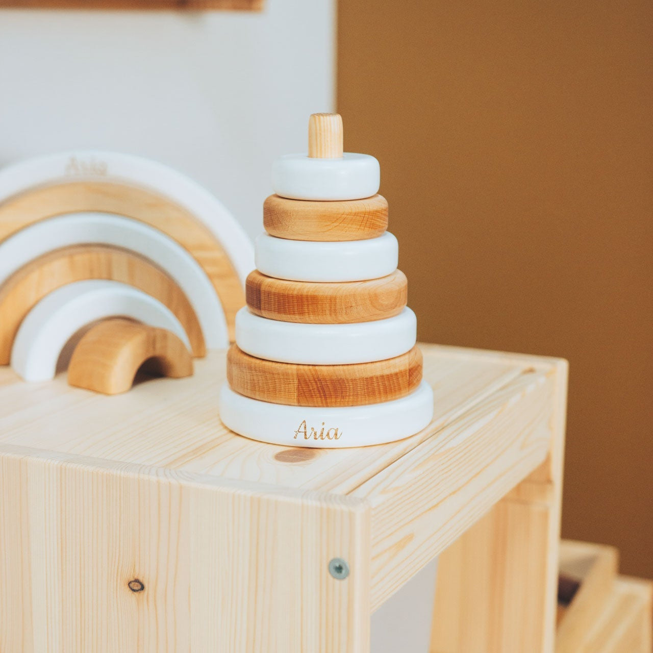 Wood & White Ring Stacker