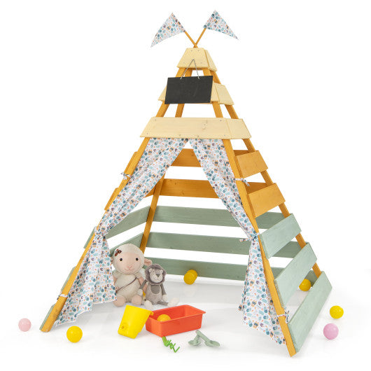 Three Little Tots Triangle Hideaway Playhouse with Removable Chalkboard for Indoor and Outdoor