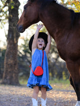 Three Little Tots Girls Denim Ruffle Trim A-Line Dress, additional view