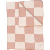 Three Little Tots Pink Checkered Plush Blanket