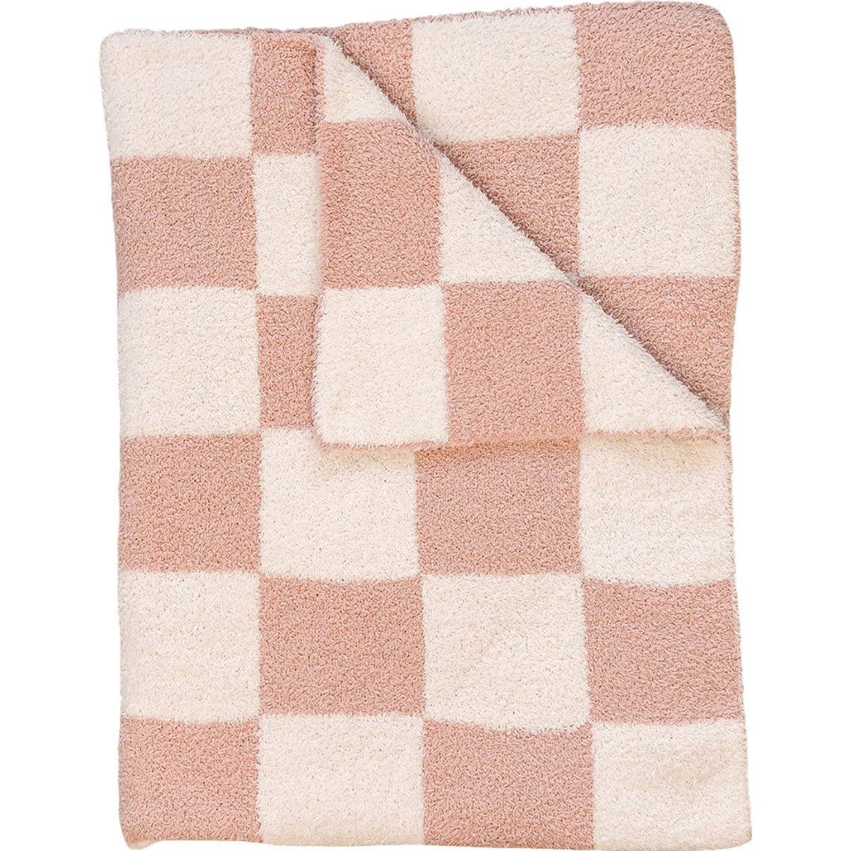Three Little Tots Pink Checkered Plush Blanket