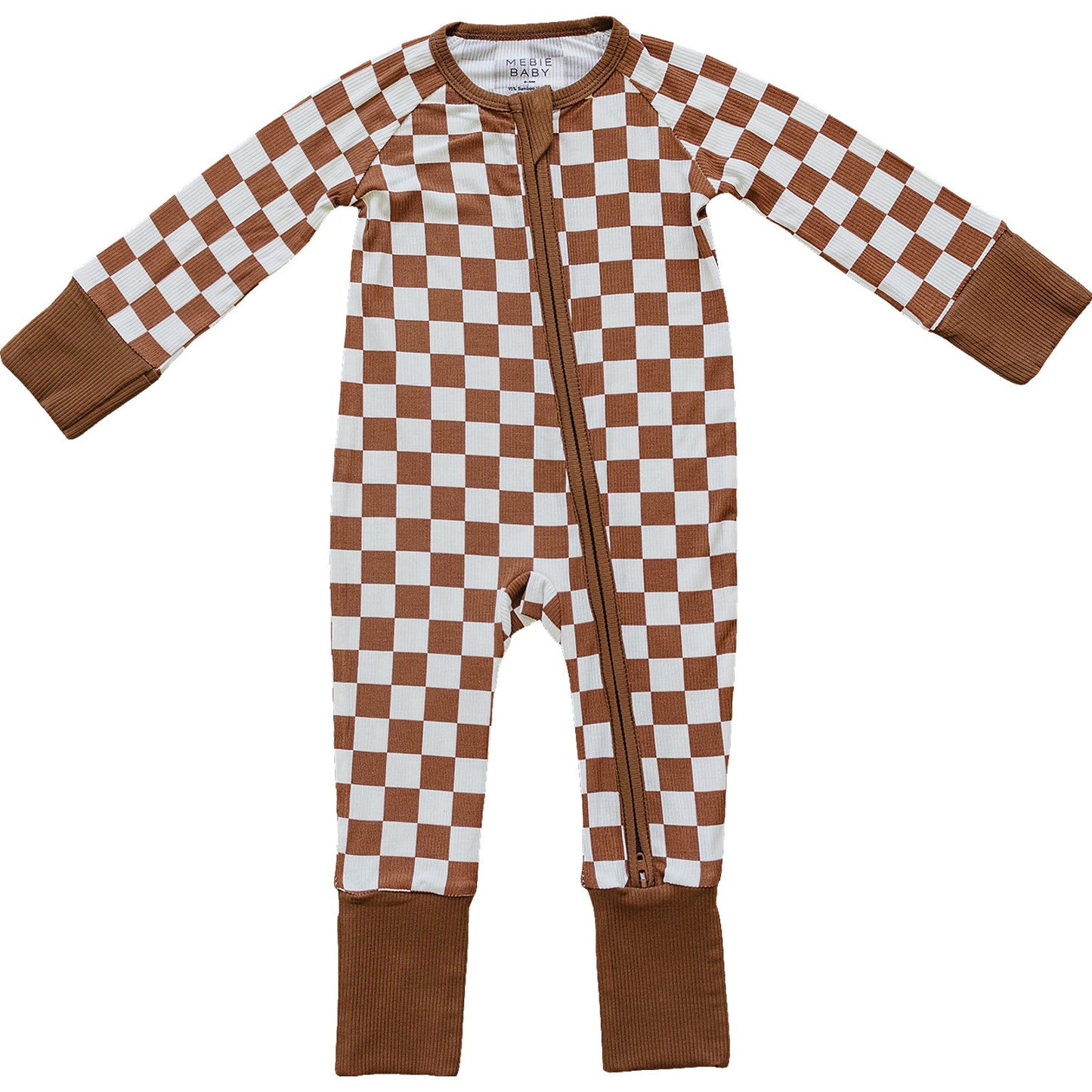 Three Little Tots Rust Checkered Ribbed Bamboo Zipper