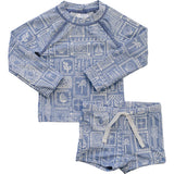 Blue Beach Long Sleeve Swim Set