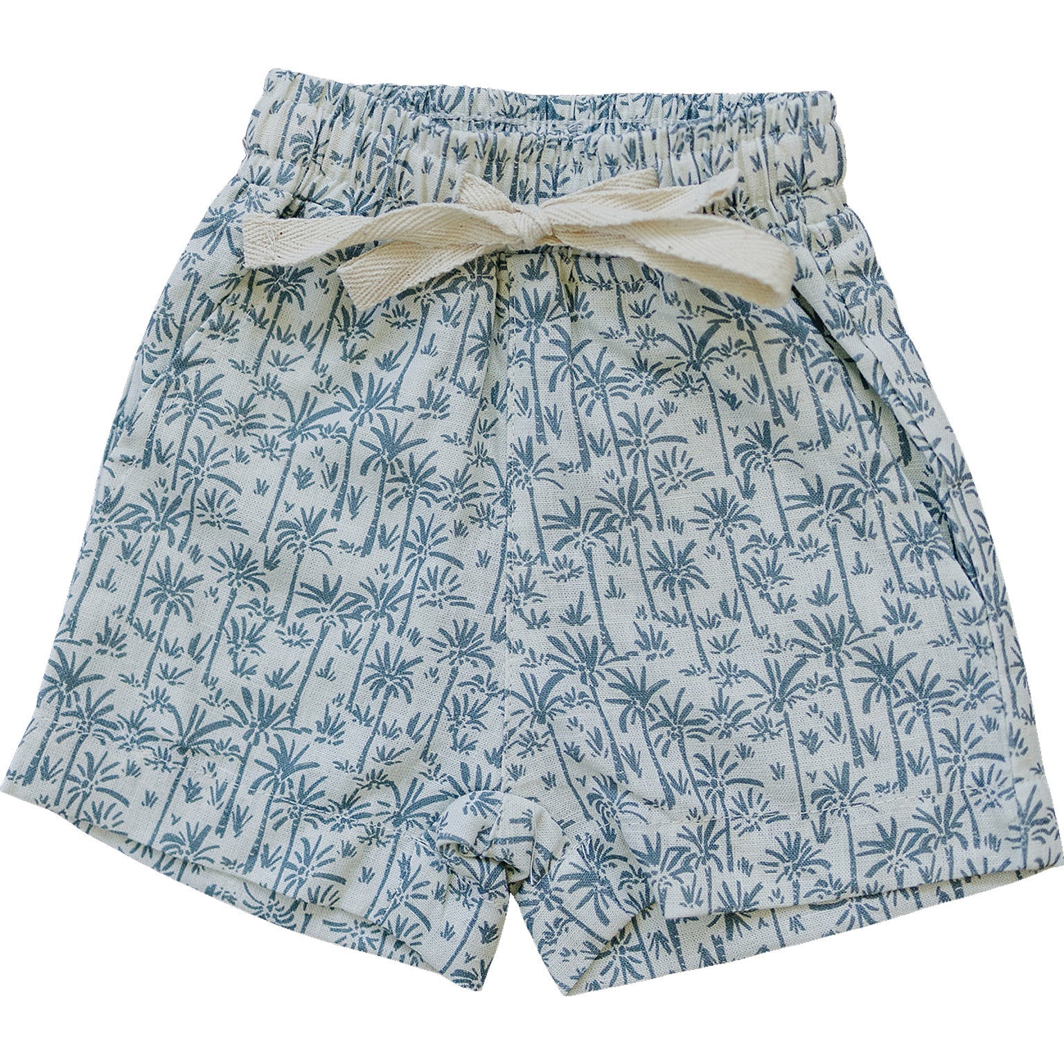 Three Little Tots Palm Tree Linen Cotton Shorts