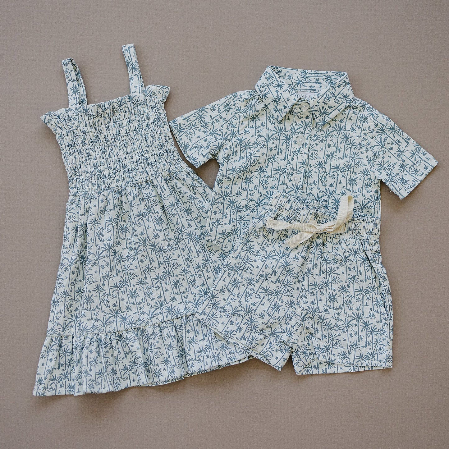 Three Little Tots Palm Tree Linen Cotton Shorts, another angle