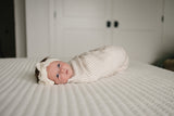 Taupe Stripe Muslin Swaddle Blanket