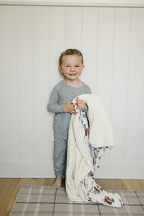 Construction Trucks Ribbed Bamboo Fleece Quilt