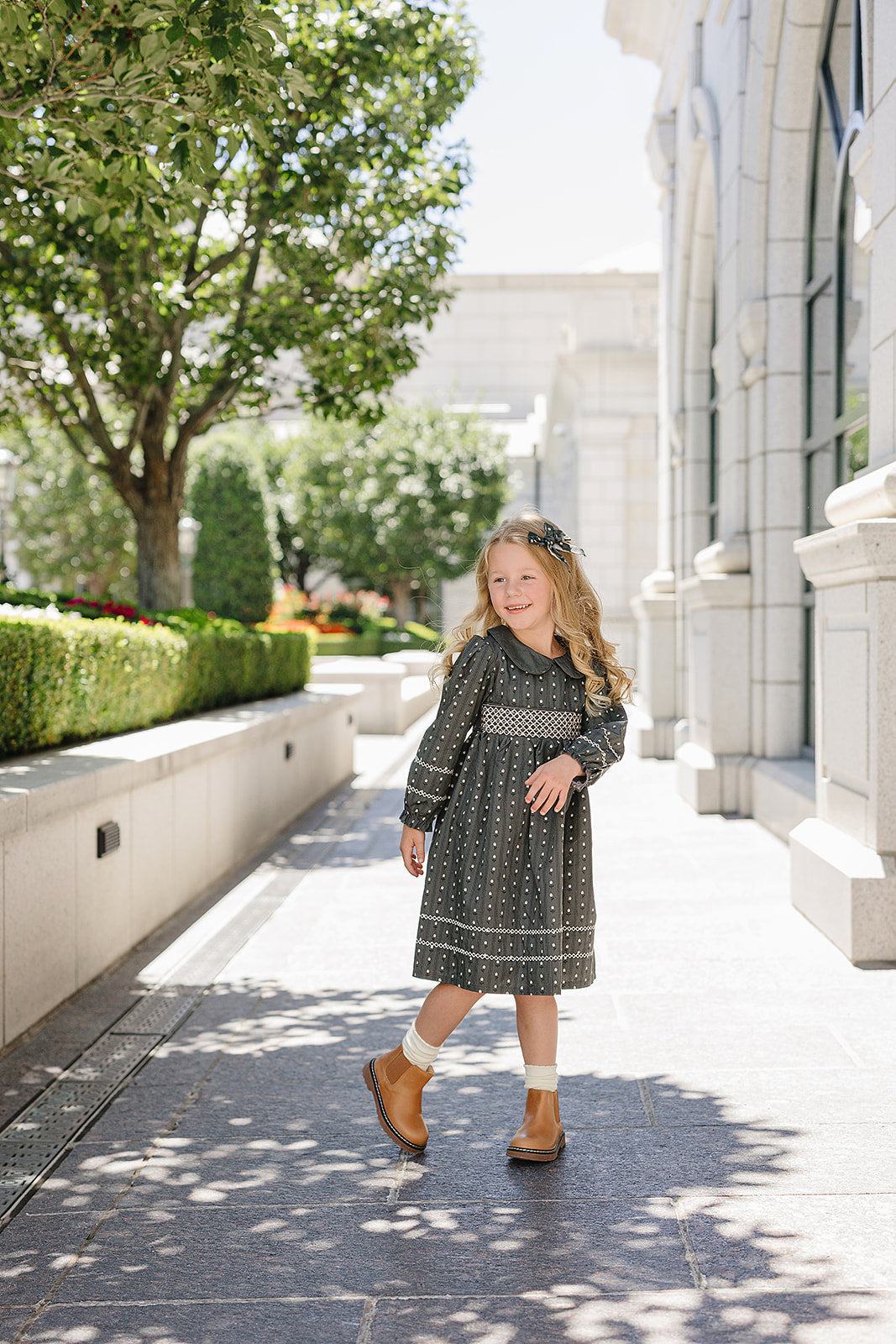 Three Little Tots Tulip Smocked Peter Pan Collar Dress, second additional photo