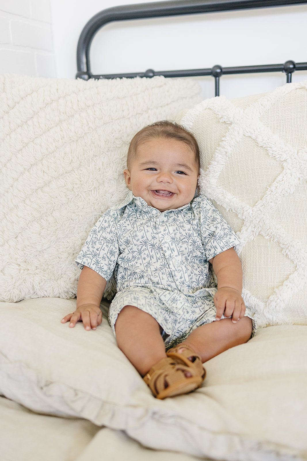 Three Little Tots Palm Tree Linen Cotton Shorts, additional view