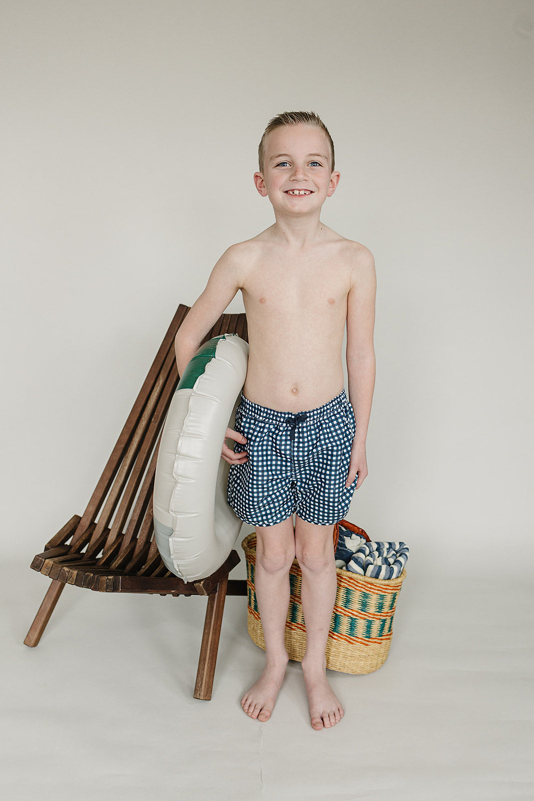 Three Little Tots Navy Gingham Swim Shorts, supplementary photo