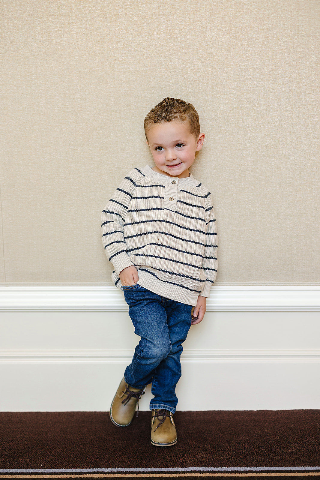 Three Little Tots Stripe Button Knit Sweater, extra product detail