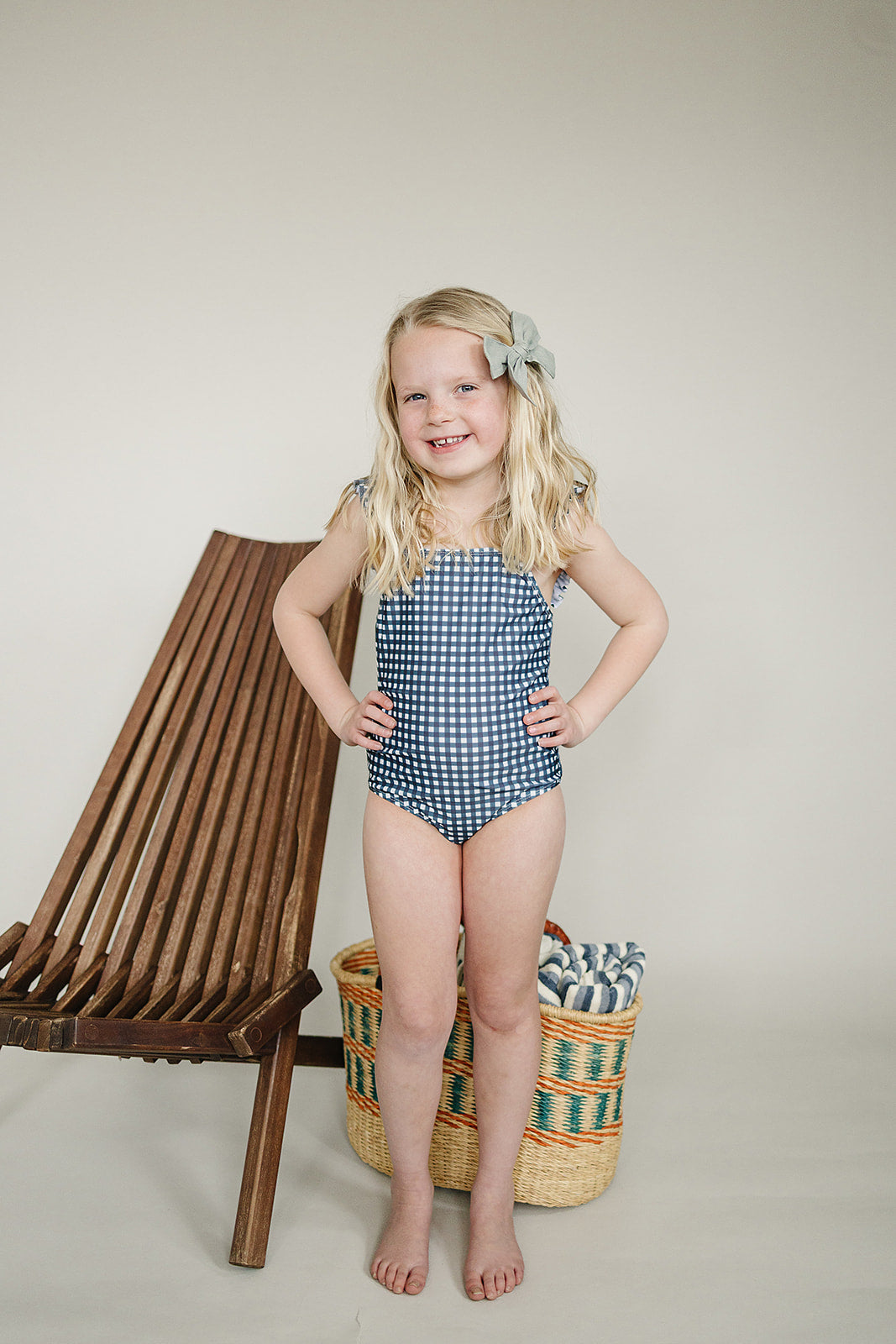 Three Little Tots Navy Gingham One-Piece, supplementary photo