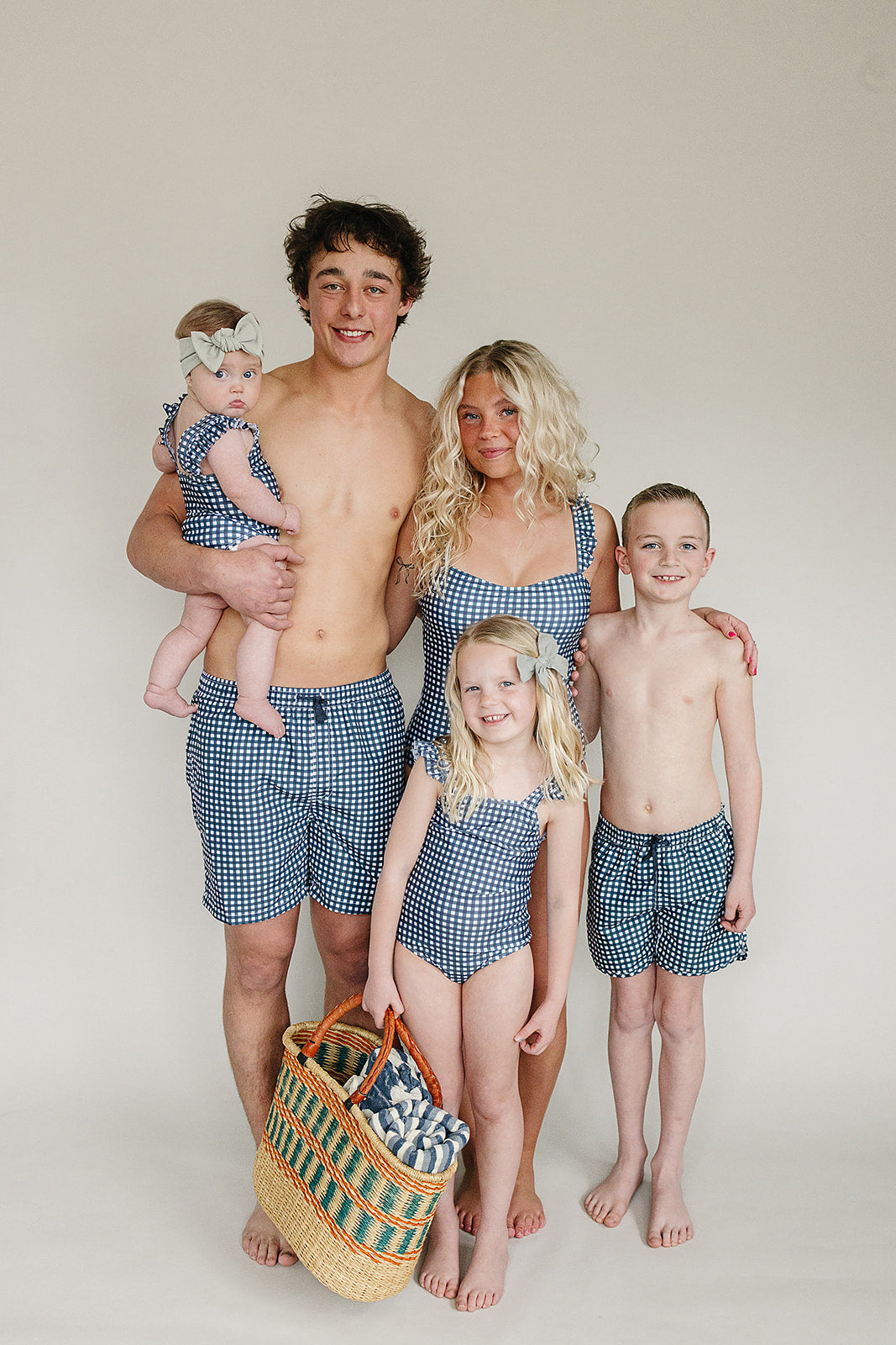 Three Little Tots Navy Gingham One-Piece, second additional photo