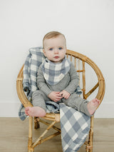 Dusty Blue Gingham Classic Muslin Bib