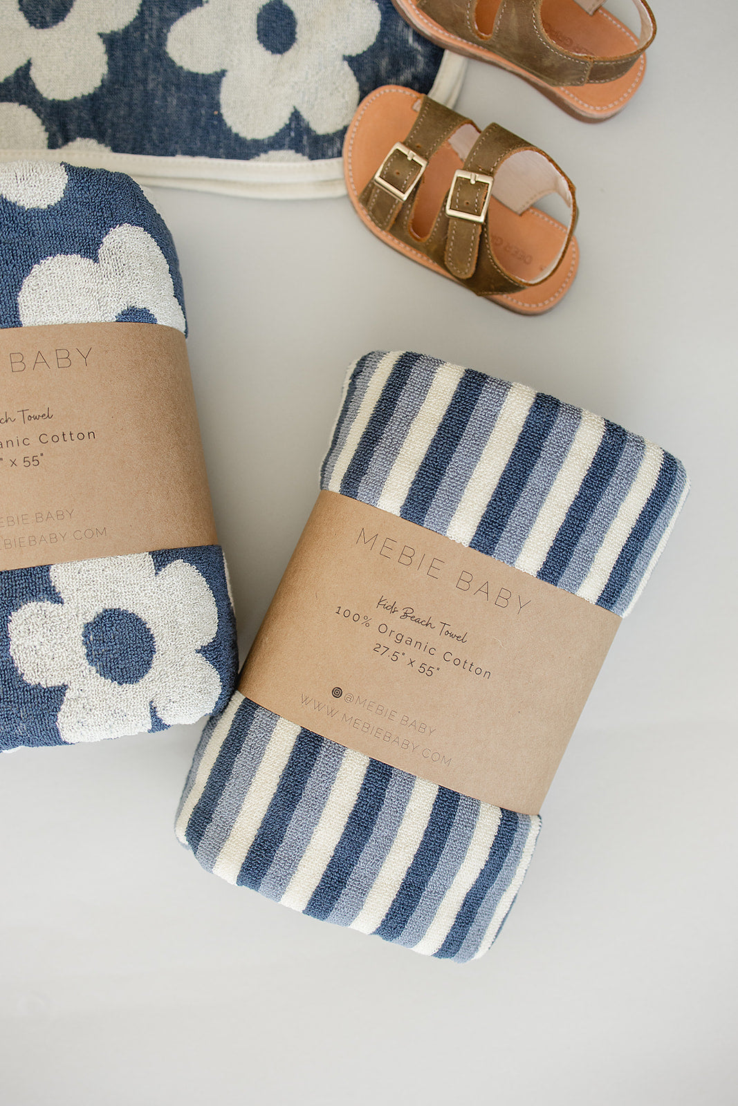 Three Little Tots Blue Stripe Organic Cotton Beach Towel, additional view