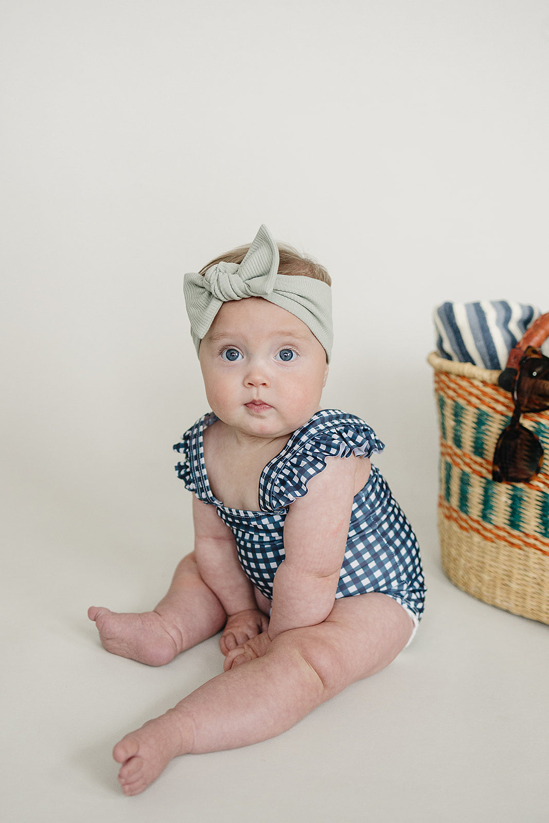 Three Little Tots Navy Gingham One-Piece, extra product detail