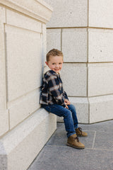 Three Little Tots Plaid Hooded Button Up Shirt, additional product photo