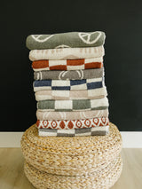 Navy Checkered Plush Blanket