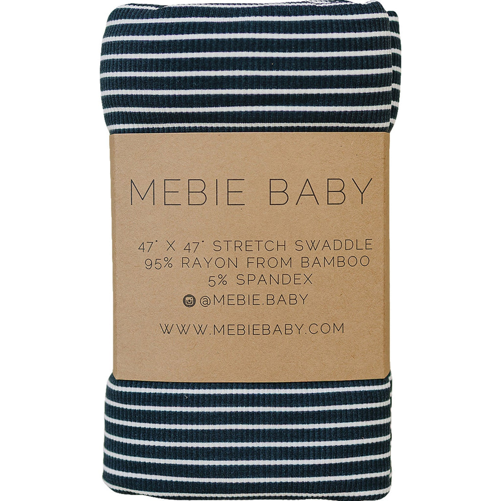 Navy Stripes Ribbed Bamboo Stretch Swaddle