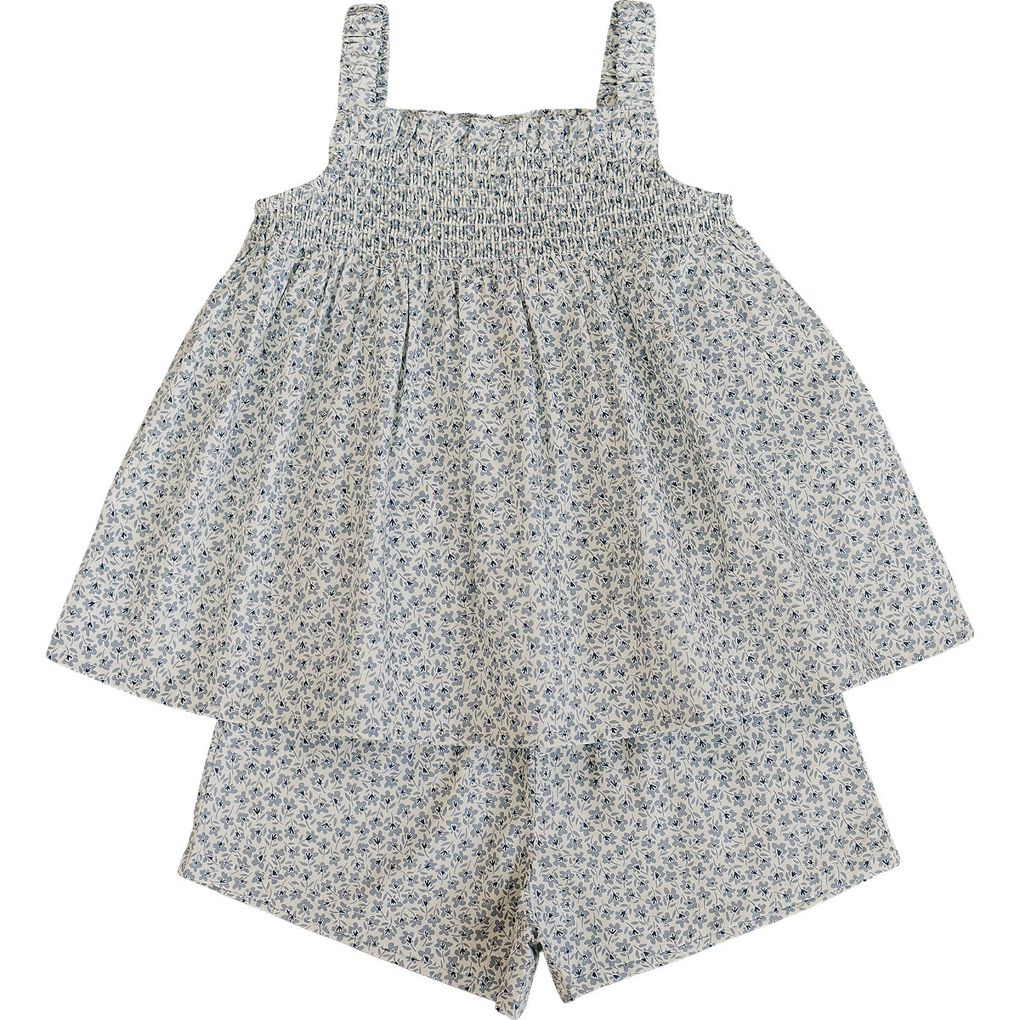 Floral dress with matching shorts on a white background