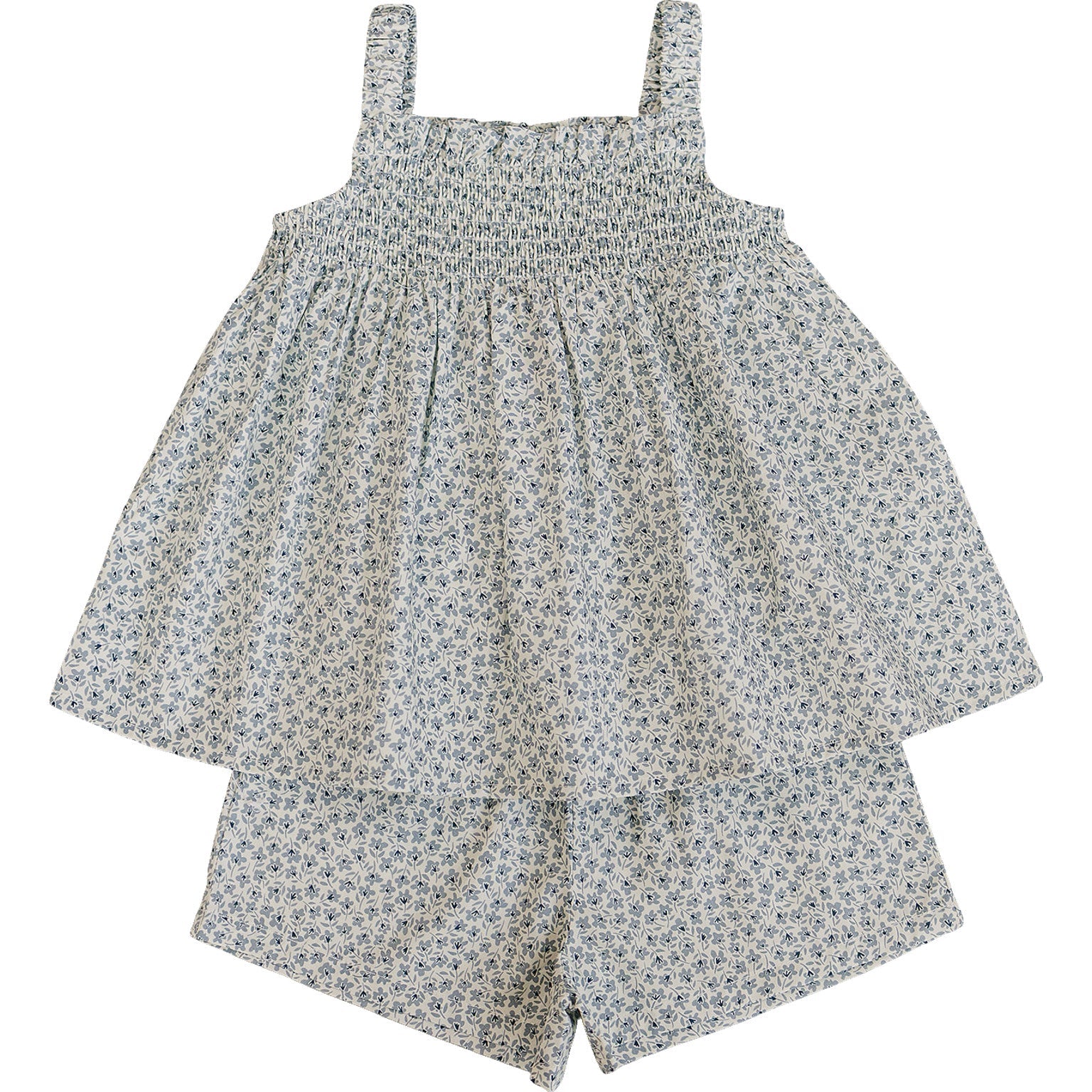 Floral dress with matching shorts on a white background