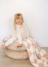 Three Little Tots Pink Checkered Plush Blanket, additional view