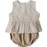 Three Little Tots Tan Stripes Peplum Set
