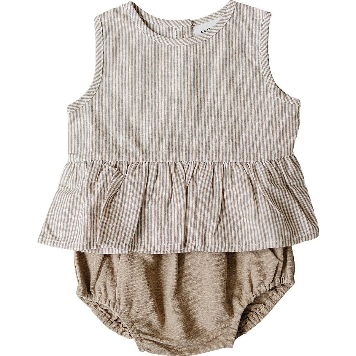 Three Little Tots Tan Stripes Peplum Set