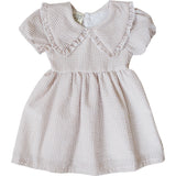 Three Little Tots Taupe Stripe Peter Pan Collar Dress