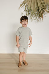 Three Little Tots Heather Grey Hooded Tee, alternate angle