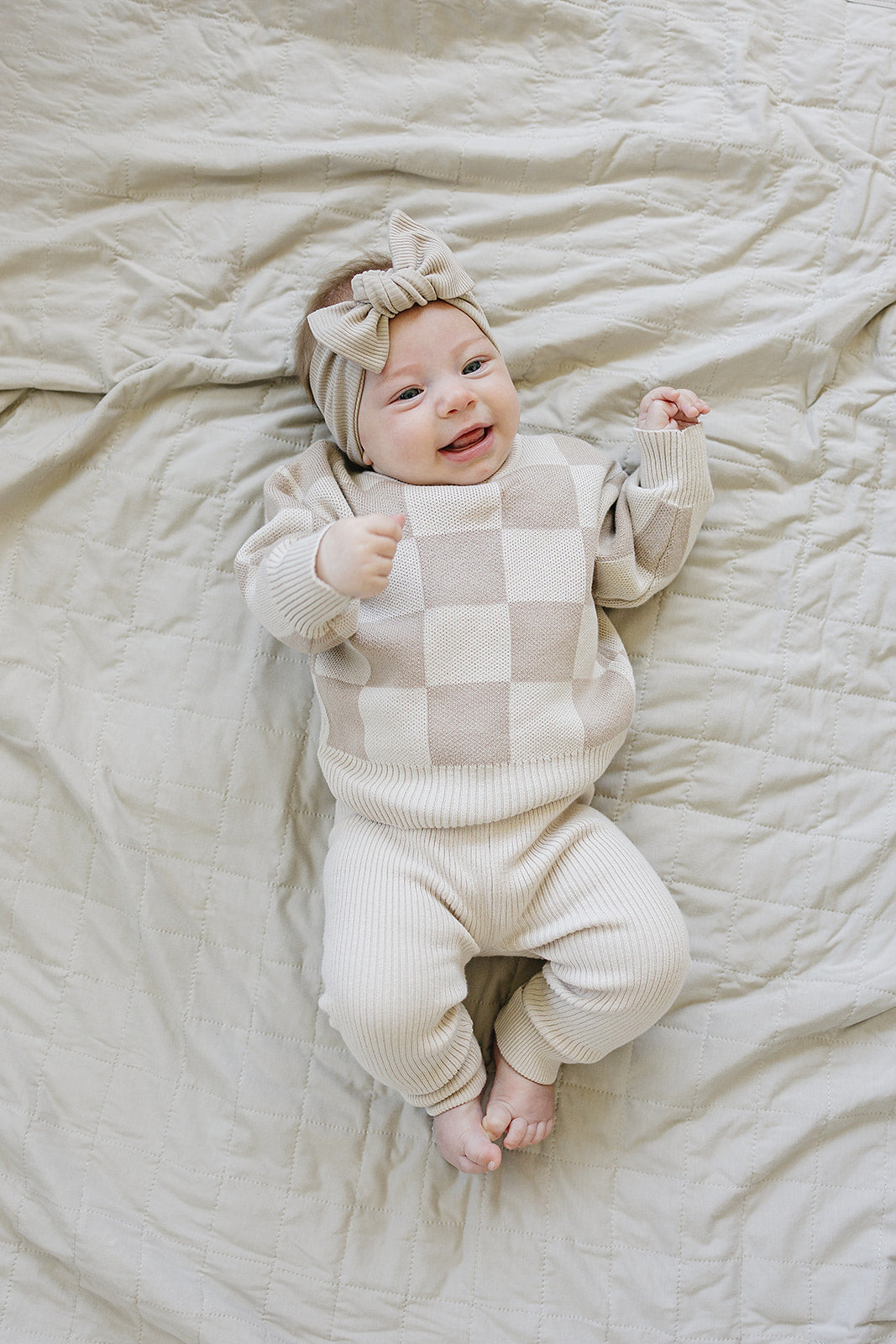 Three Little Tots Cream Knit Leggings, additional view