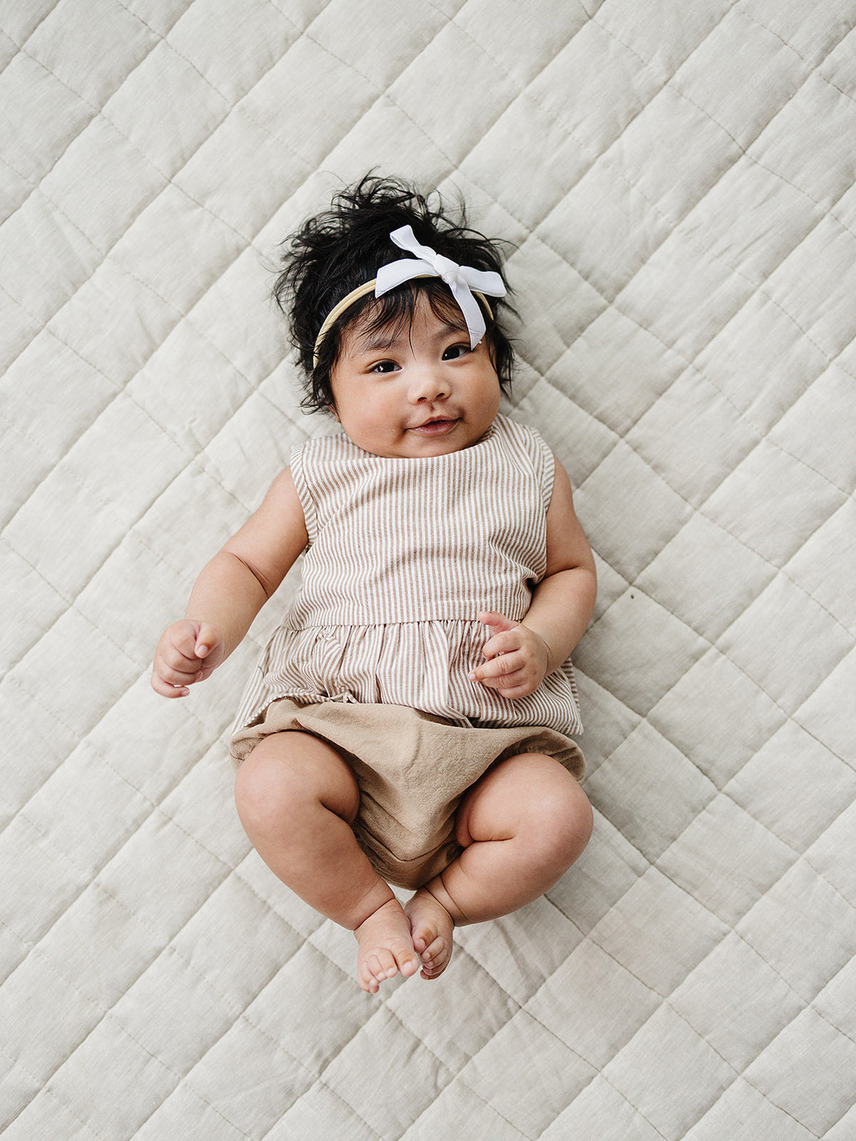 Three Little Tots Tan Stripes Peplum Set, additional product photo