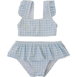 Three Little Tots Light Blue Gingham Ruffle Bikini Set
