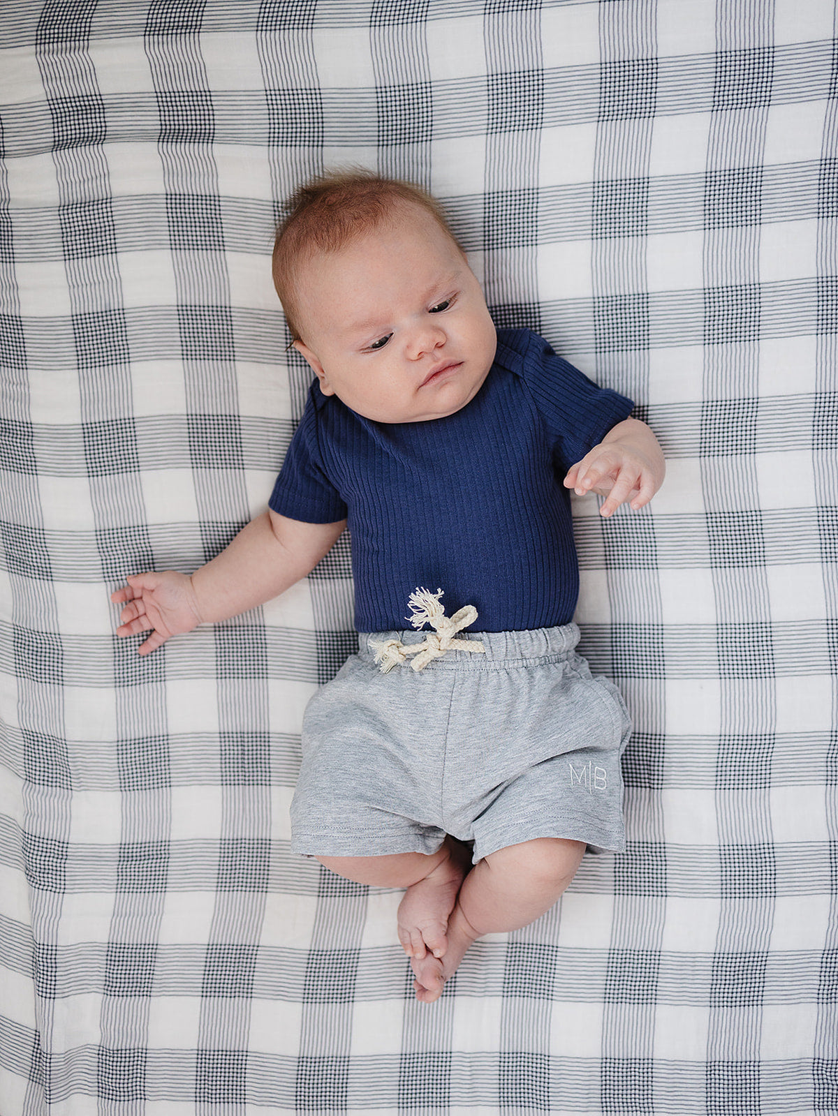 Three Little Tots Navy Ribbed Bodysuit, additional product photo
