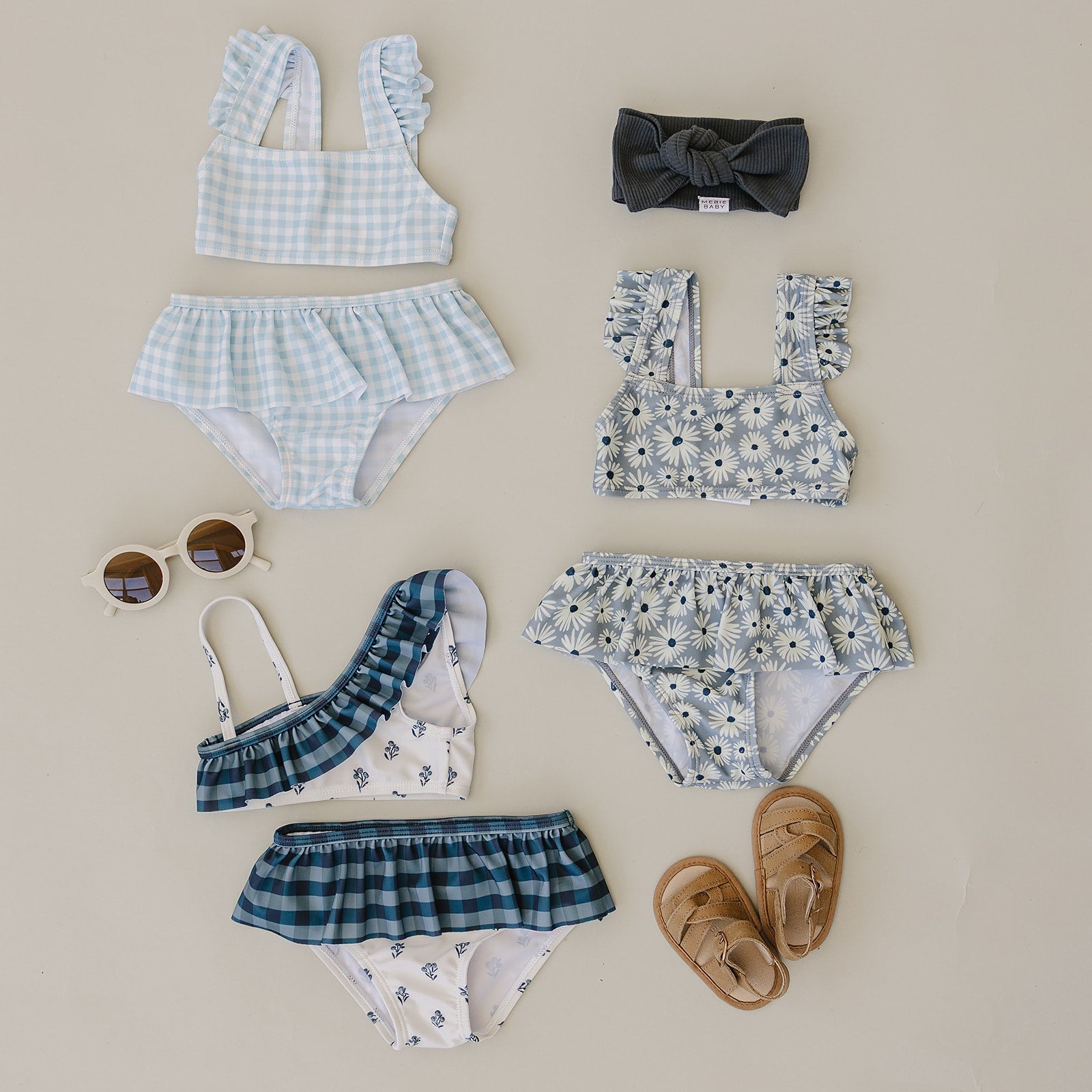 Three Little Tots Cream Berry Ruffle Shoulder Bikini Set, third additional photo
