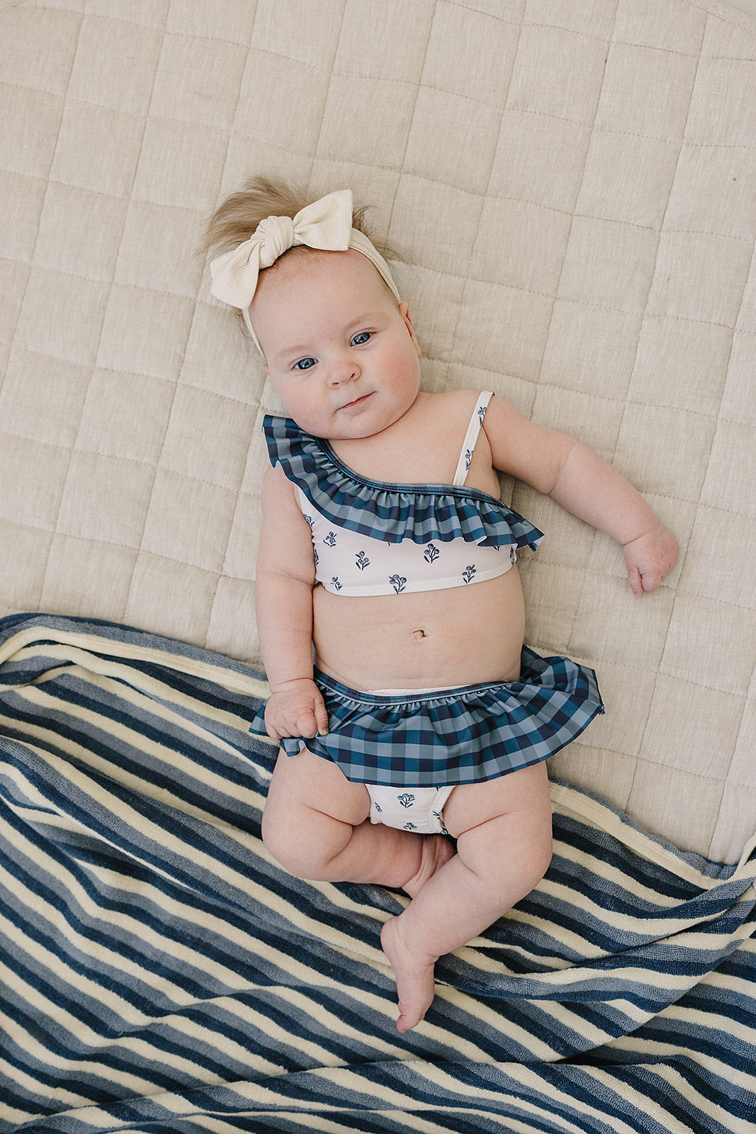 Three Little Tots Cream Berry Ruffle Shoulder Bikini Set, supplementary photo