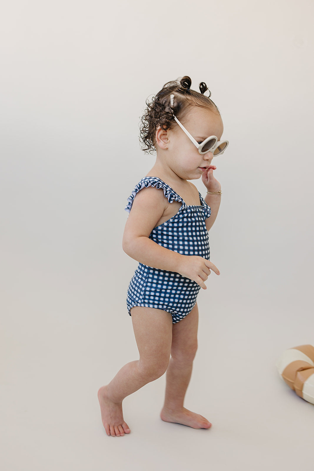 Three Little Tots Navy Gingham One-Piece, fourth additional photo
