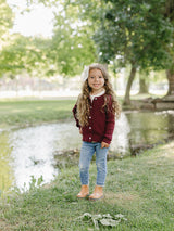 Burgundy Cable Knit Cardigan