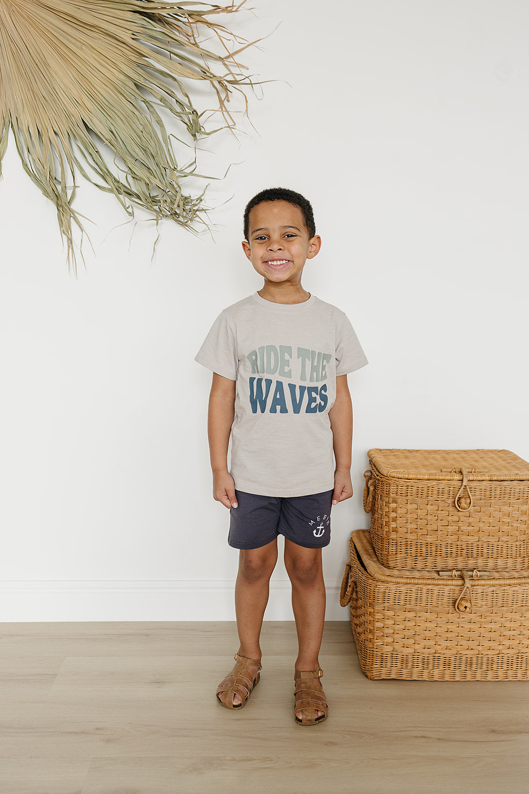 Three Little Tots Slate Anchor Pocket Shorts, alternate angle