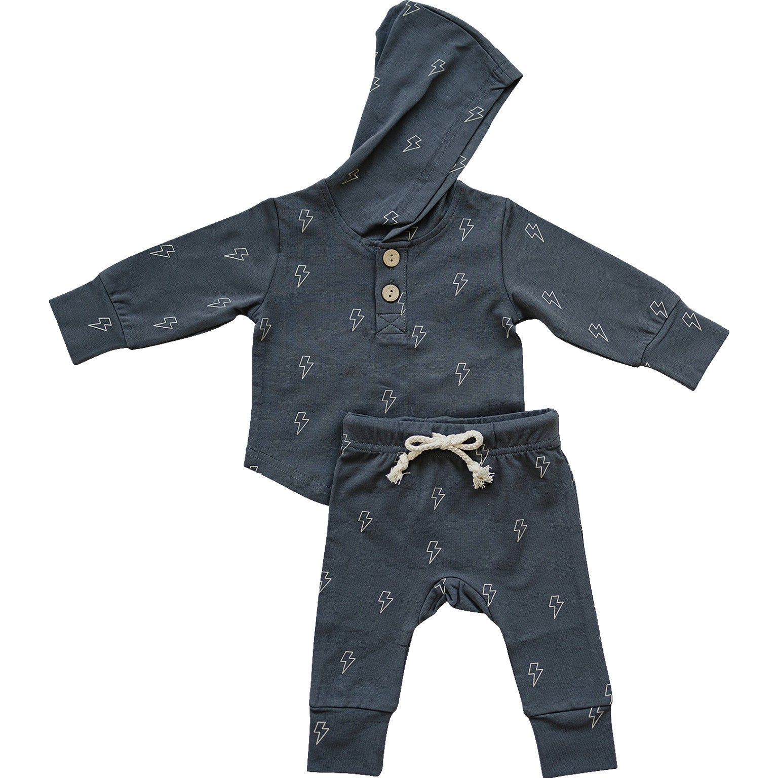 Three Little Tots Lightning Bolt Hooded Set