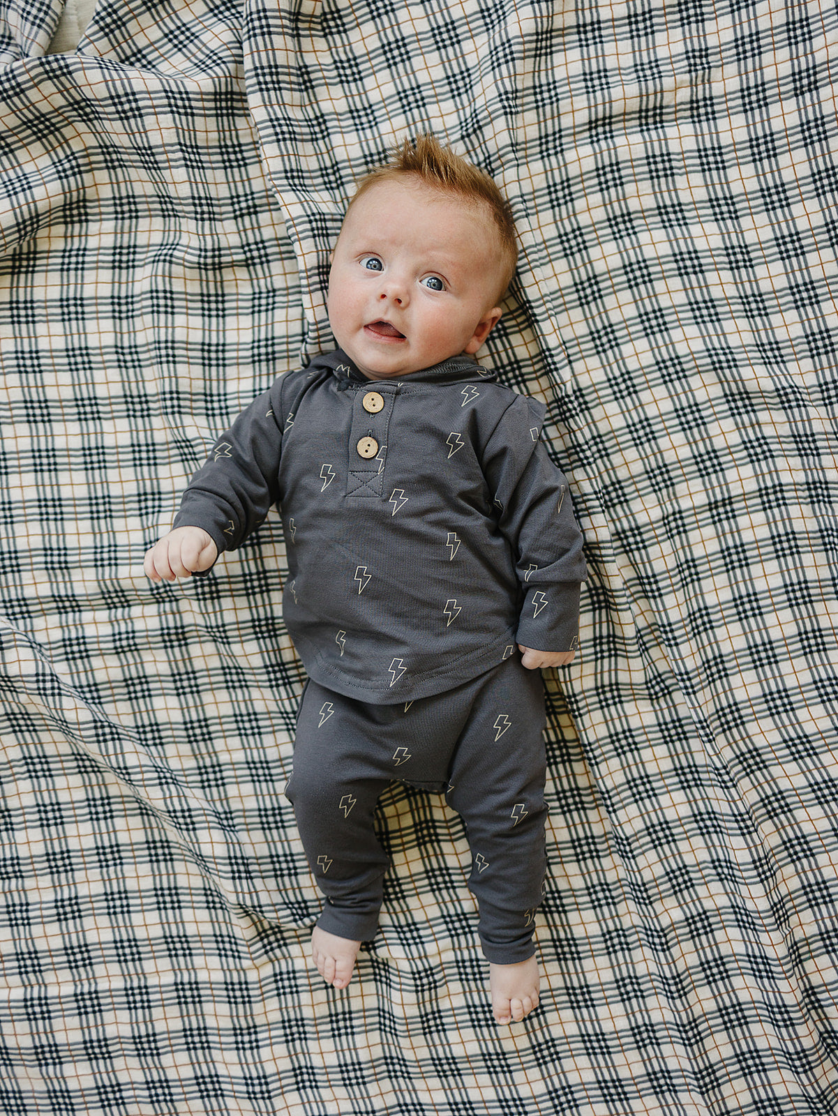 Three Little Tots Lightning Bolt Hooded Set, alternate angle