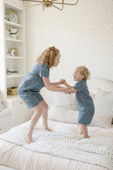 Navy Gingham Short Pajama Set