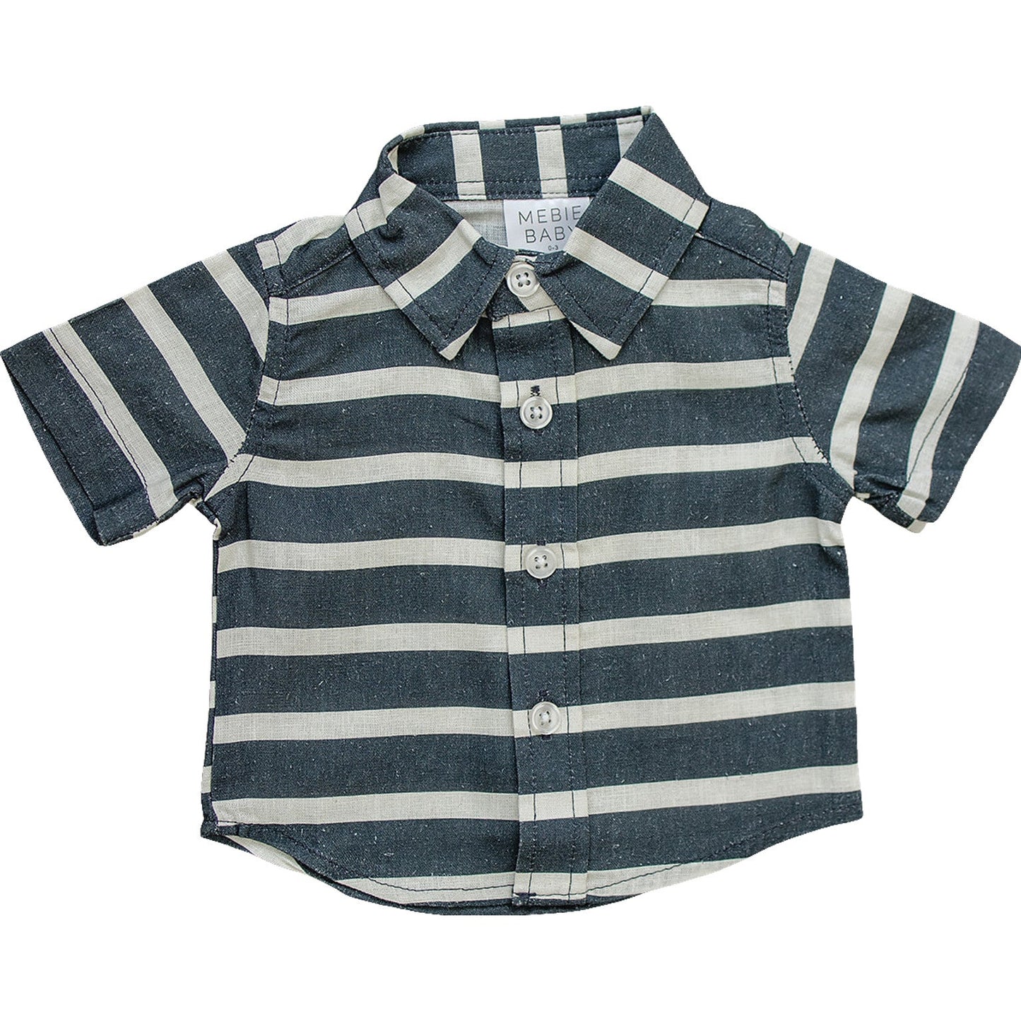 Three Little Tots Stripe Linen Button Up Shirt